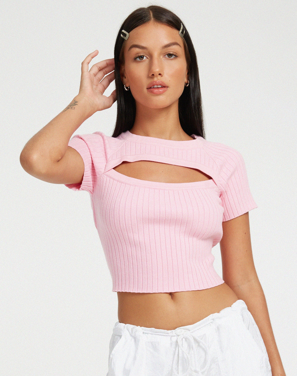 Morsche ausgeschnittenes gestricktes Top in Rosa