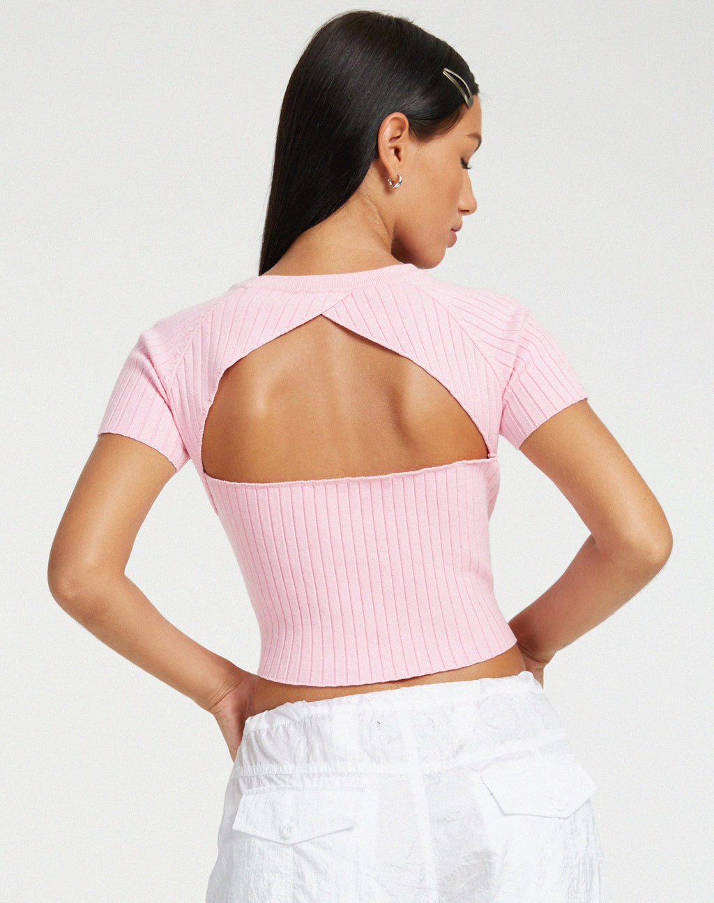 Morsche ausgeschnittenes gestricktes Top in Rosa