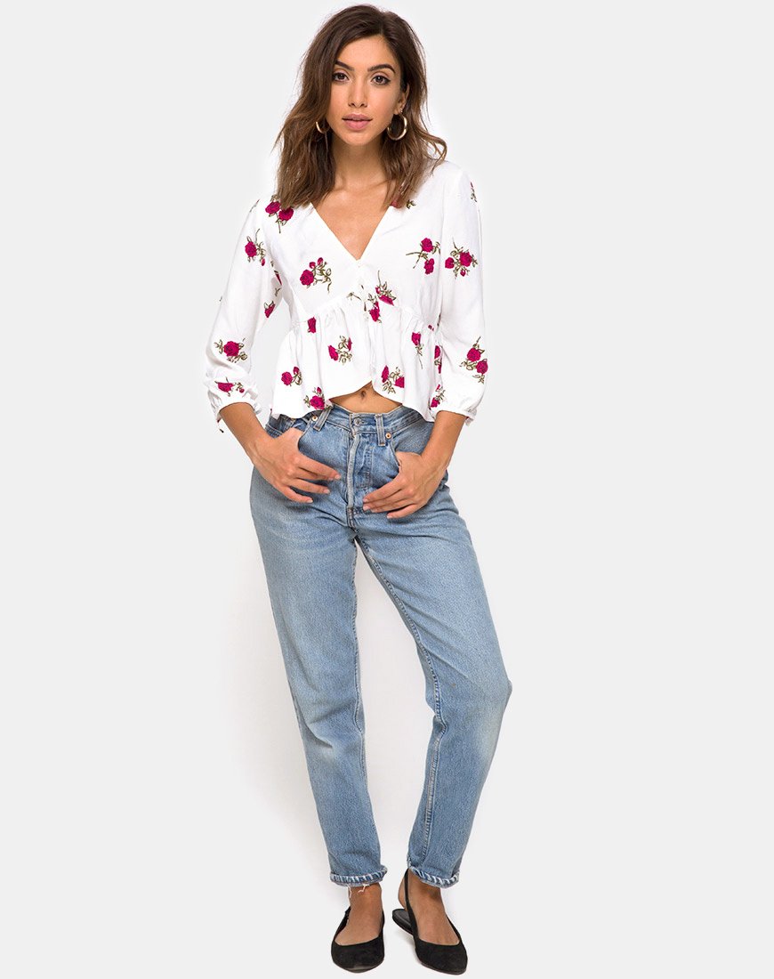 Bild von Mosca Plunge Top in Grunge Rose Elfenbein