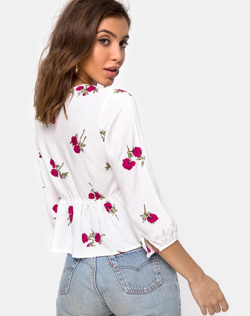 Mosca tief ausgeschnittenes Oberteil in Grunge Rose Ivory