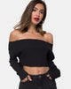 Image of Moss Crop-Pullover aus schwarzer Rippe