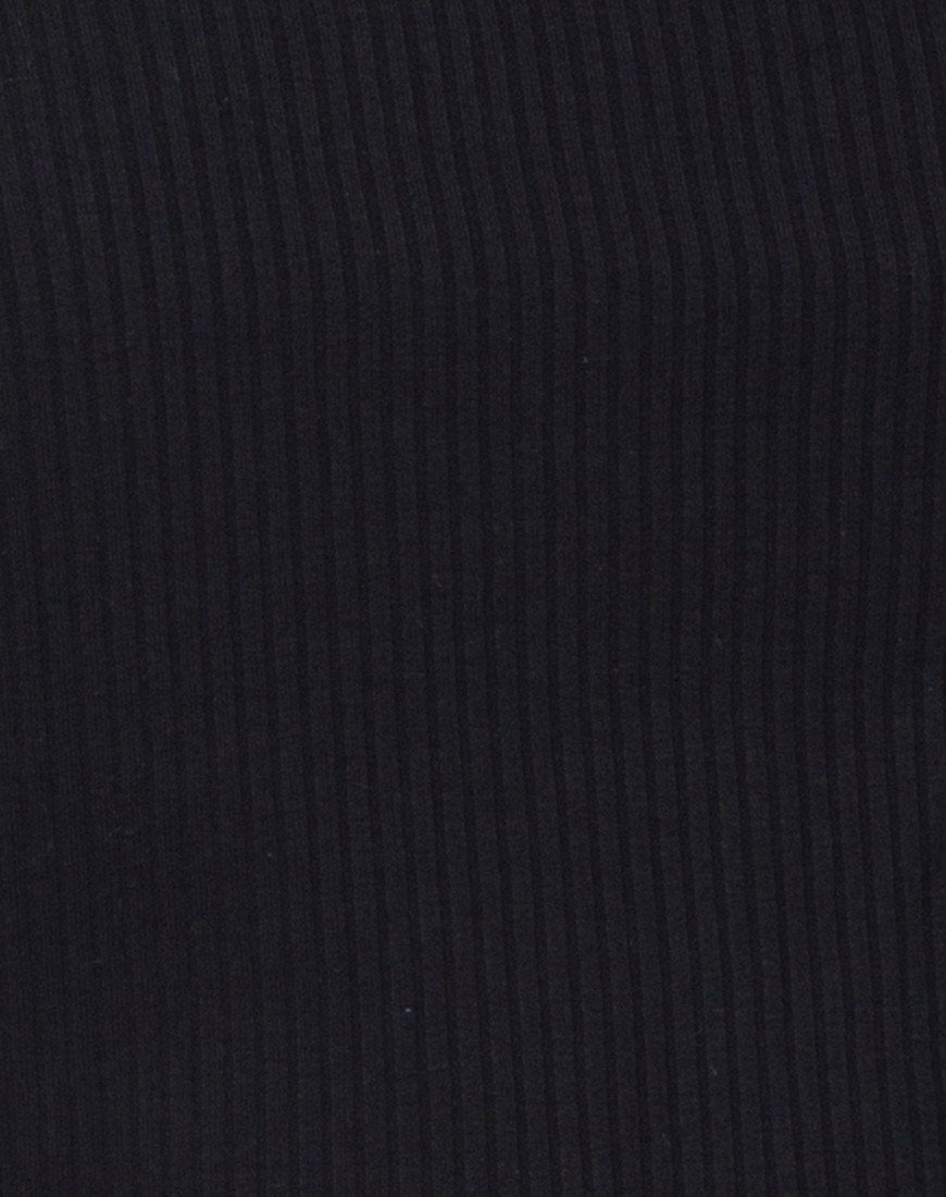 Image of Moss Crop-Pullover aus schwarzer Rippe
