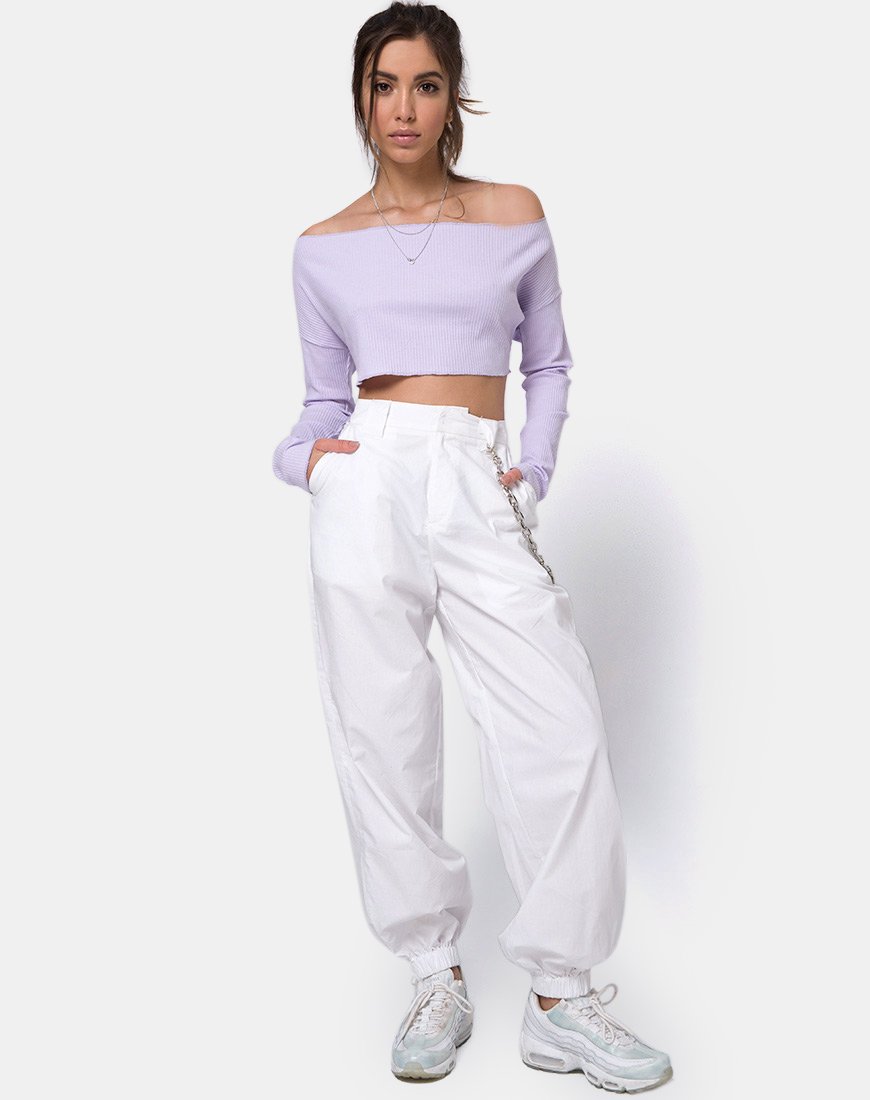 Image of Moss Crop Pullover in Flieder Rippe