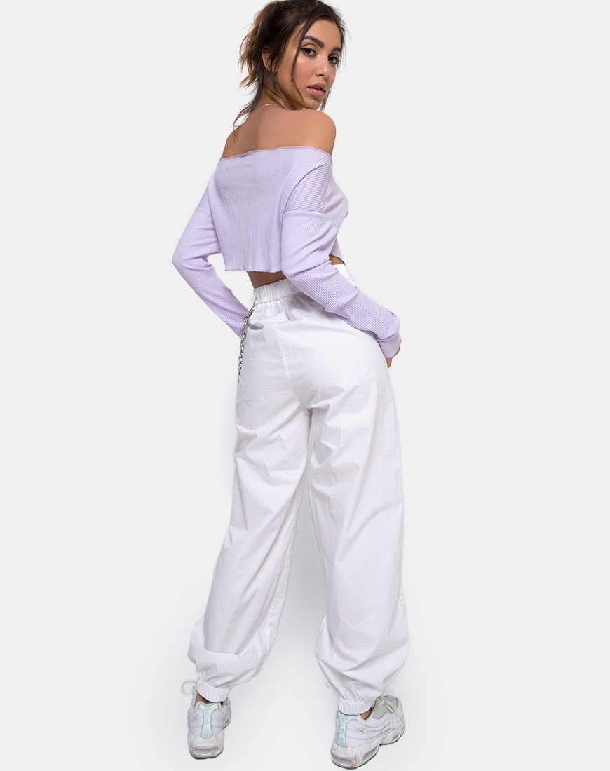 Image of Moss Crop Pullover in Flieder Rippe