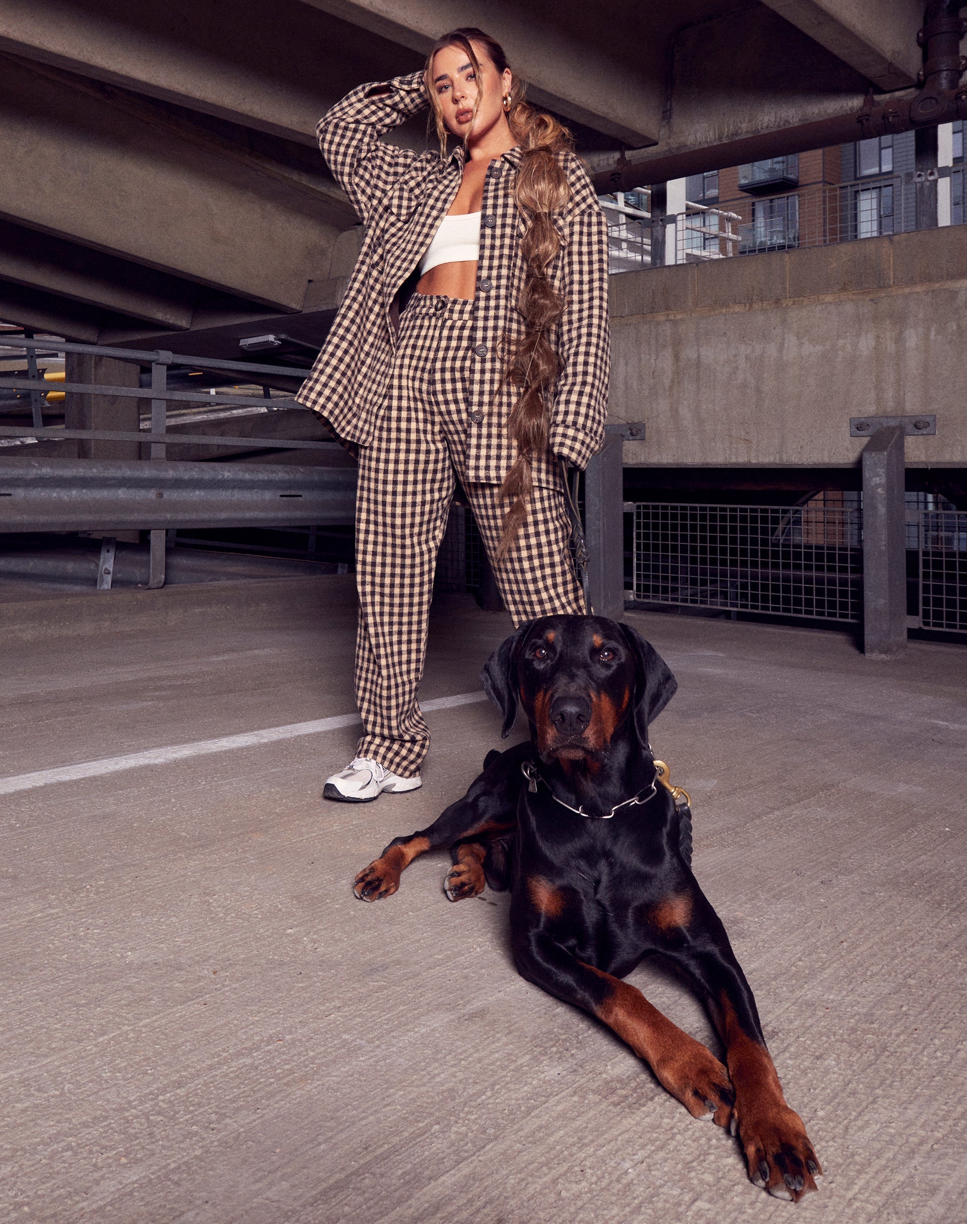Image of Marcella Hemd in Tan Schwarz Gingham