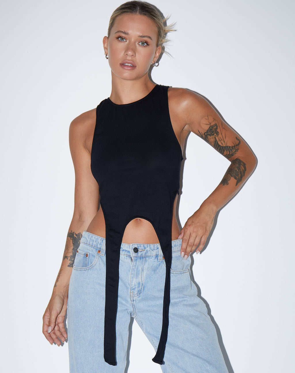 Ursula Vest Top aus Lycra Schwarz