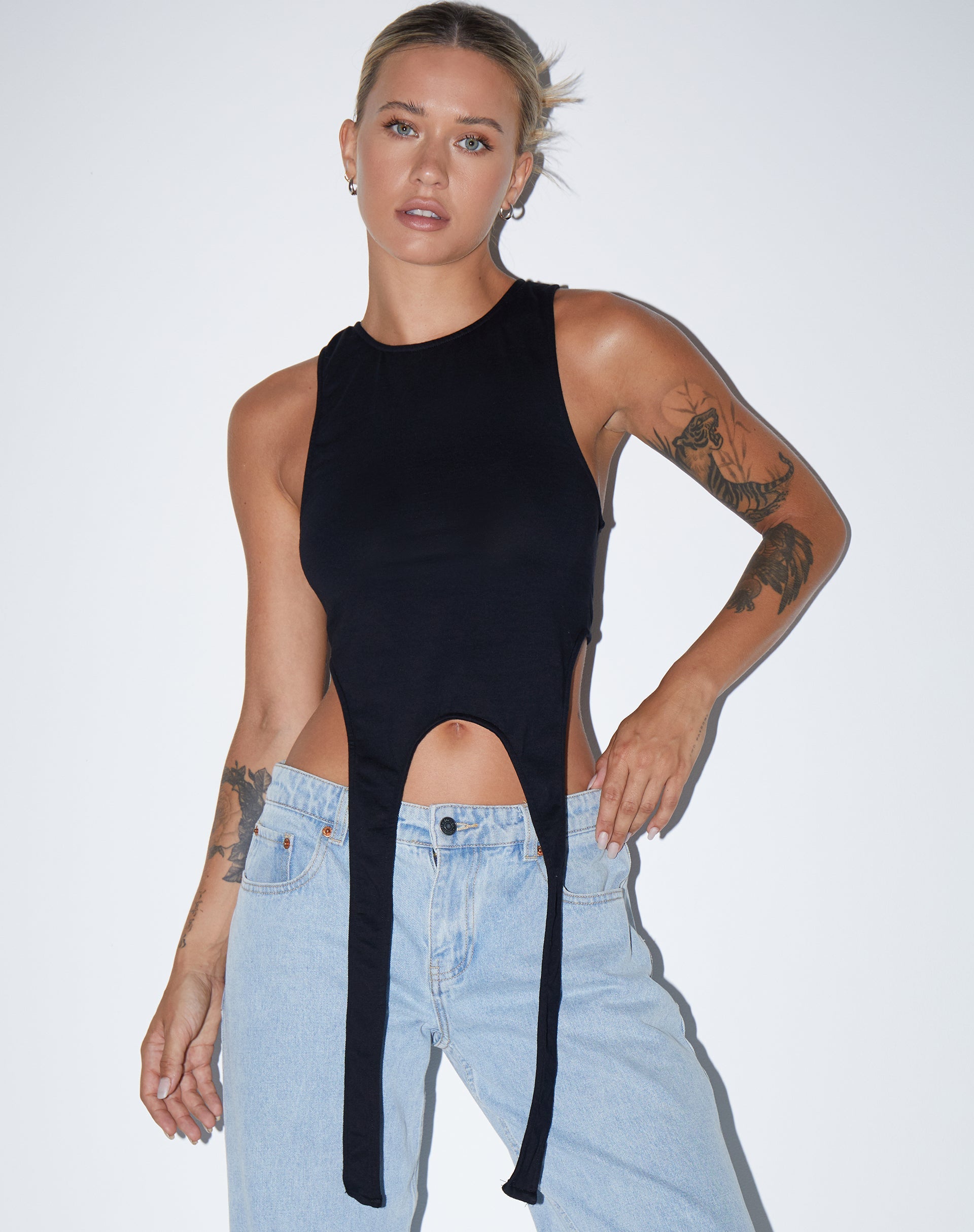 Image of Ursula Vest Top aus Lycra Schwarz