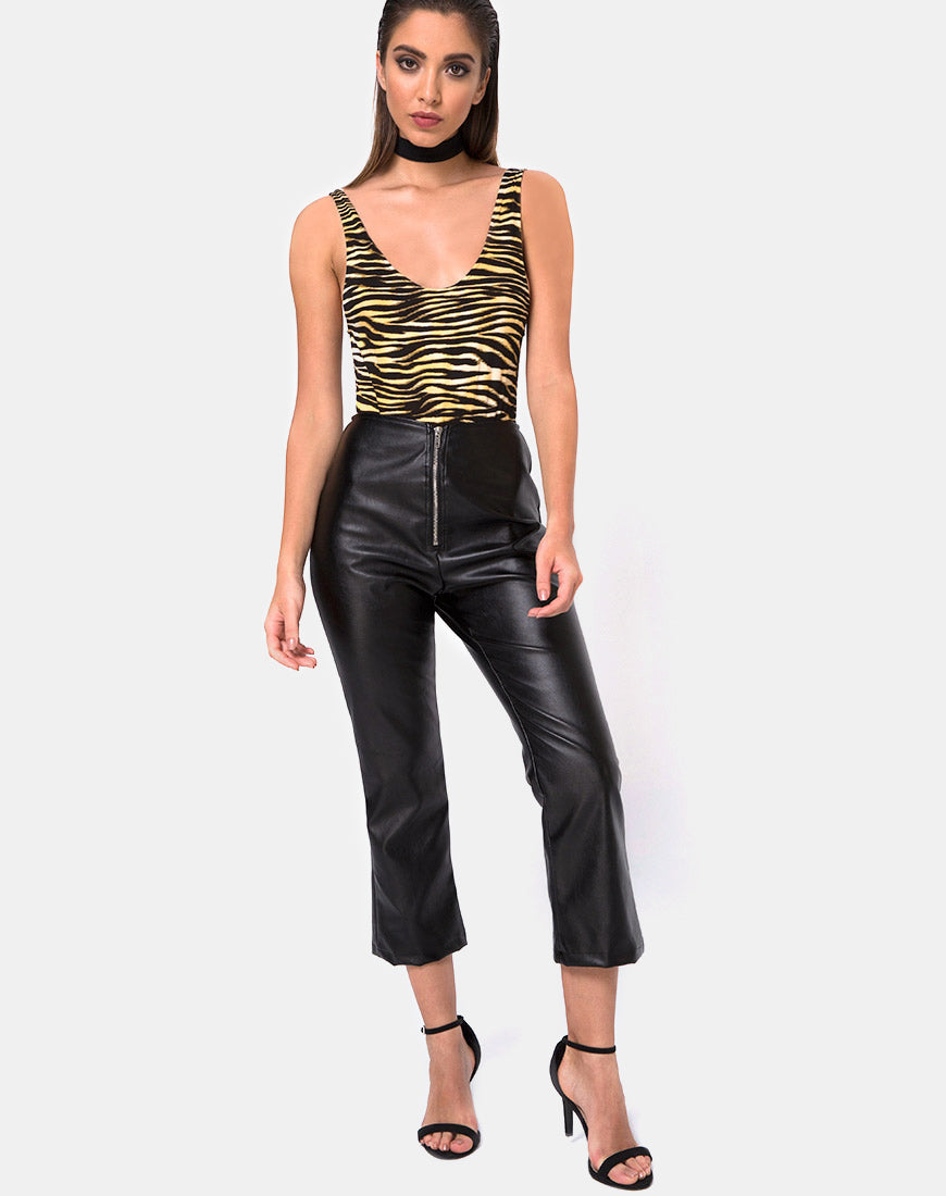Moto-Hose aus veganem Leder Schwarz