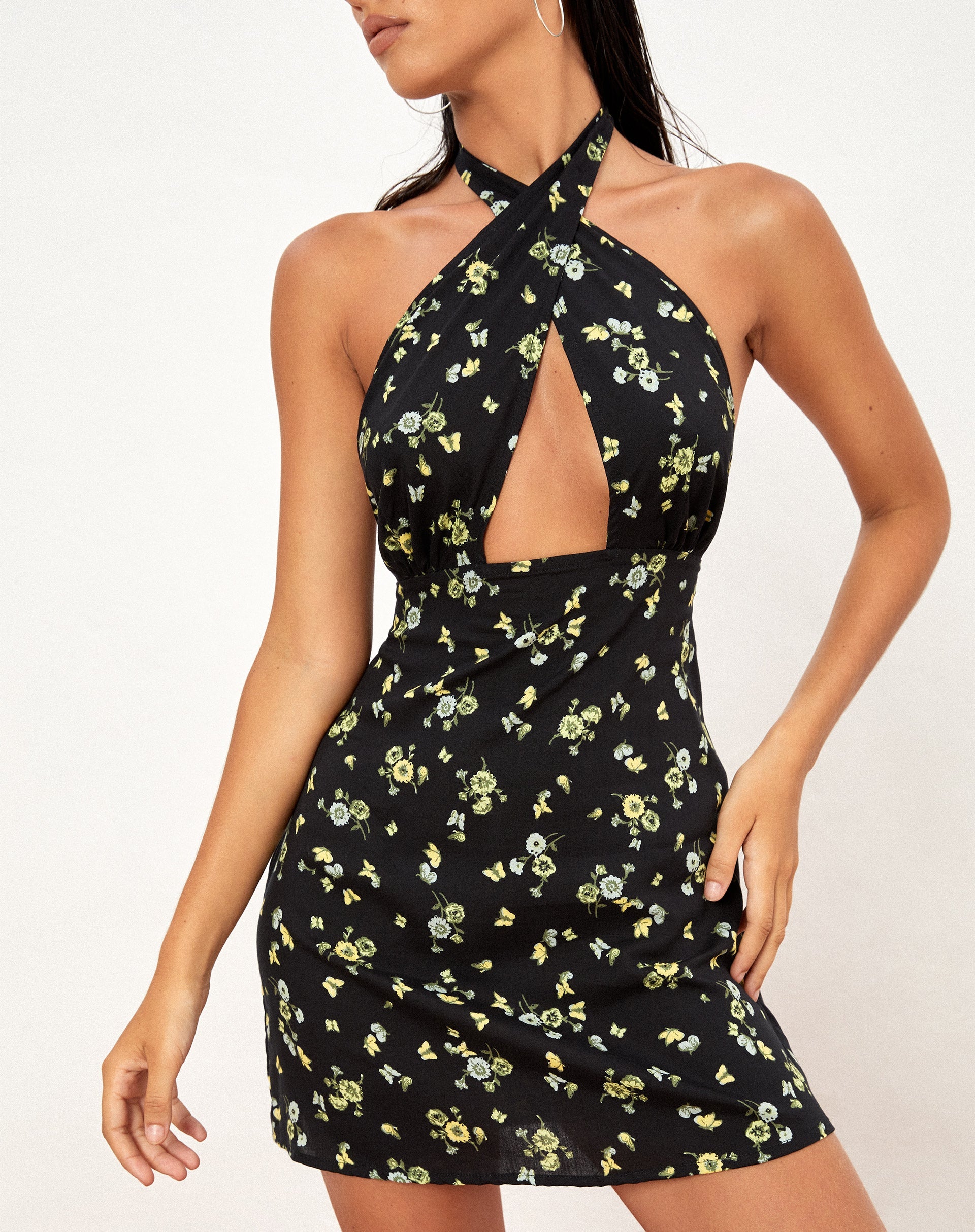 Bild von Moura Cutout Kleid in Lemon und Lime Schwarz