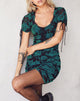 Image of Guenetta Minikleid in romantischem Rosenflock Teal