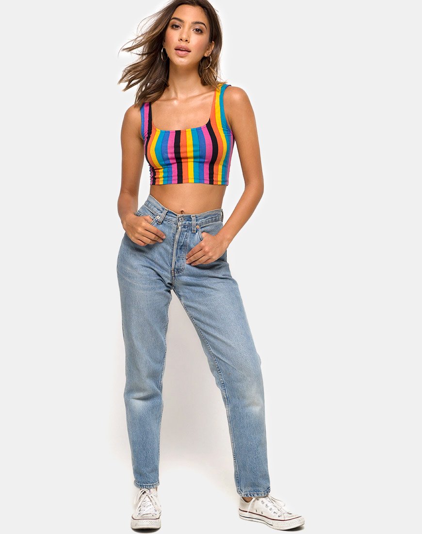 Bild von Mucell Crop Top in New Vertical Mixed Stripe