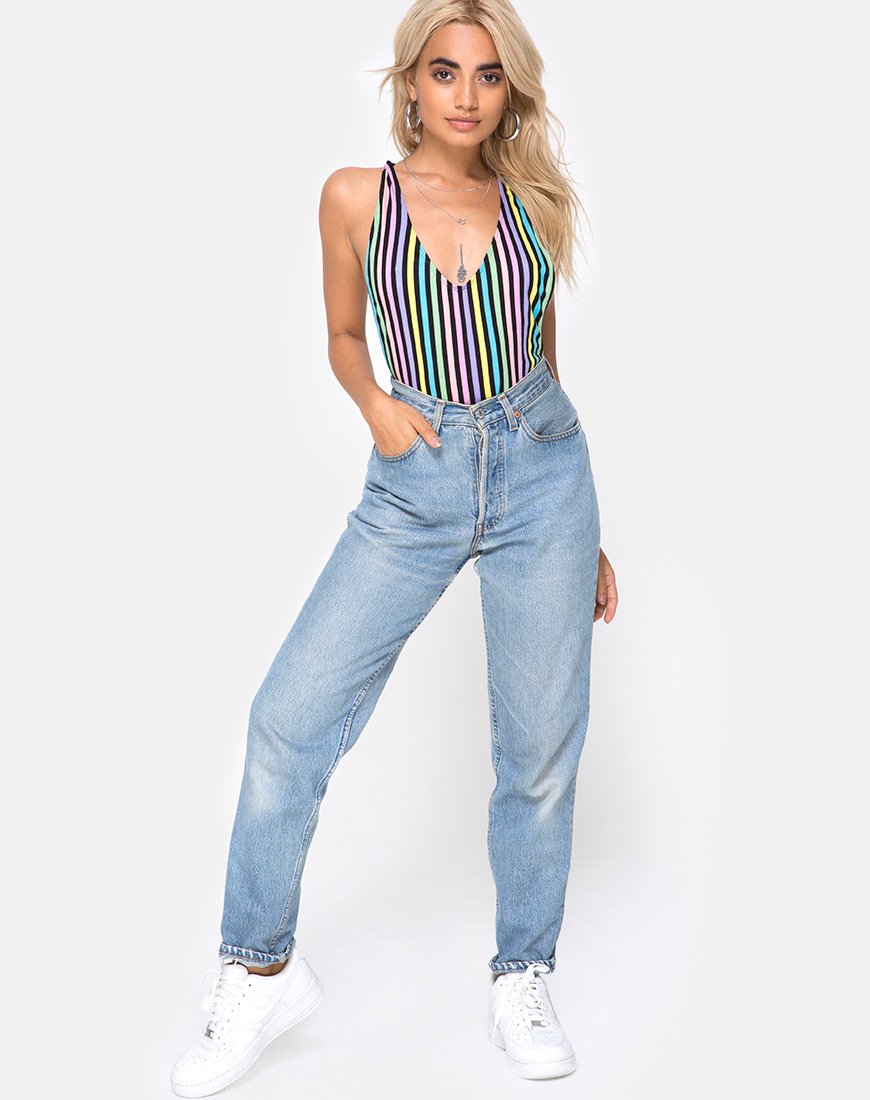 Image of Lalung tief ausgeschnittenes Mieder in New Stripe