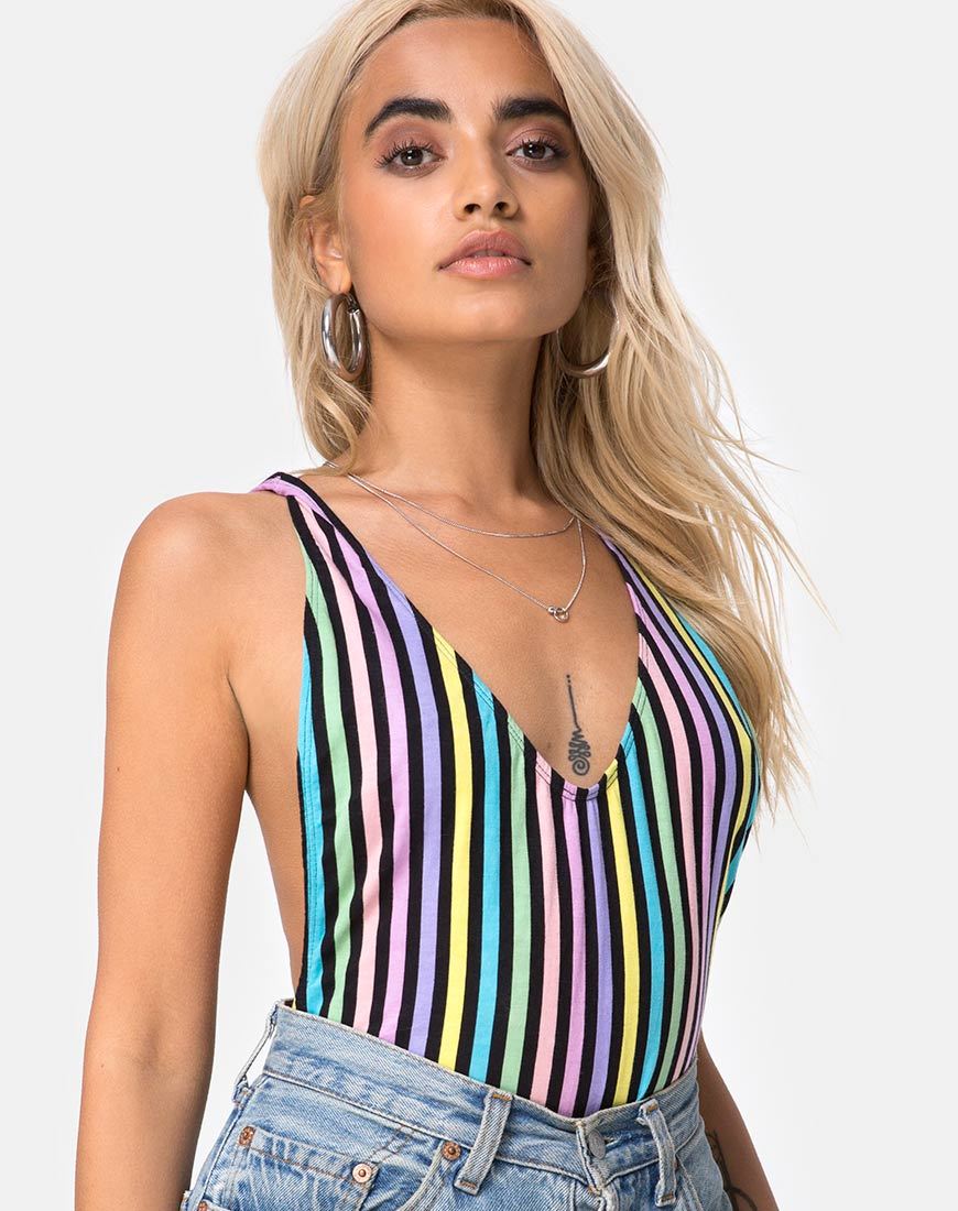 Image of Lalung tief ausgeschnittenes Mieder in New Stripe