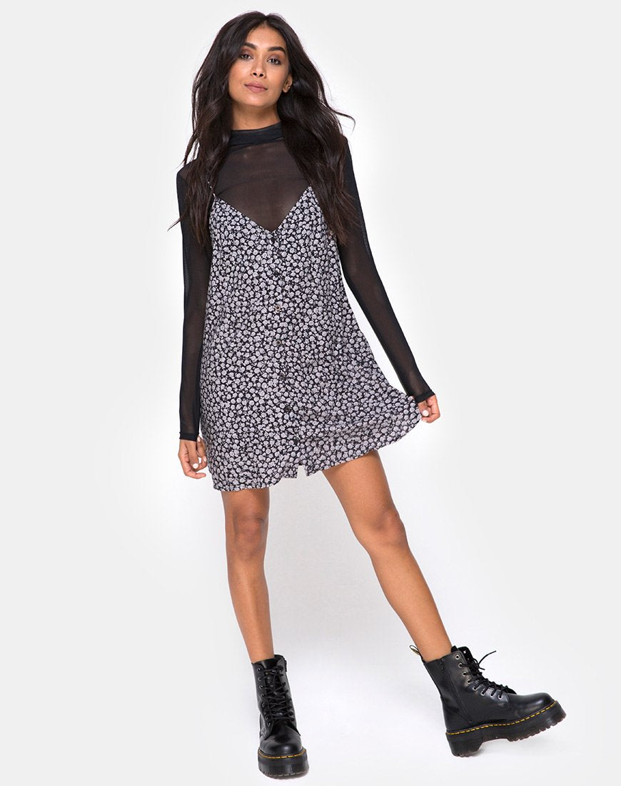 Image of Sanna Slip Dress in Ditsy Rose Schwarz