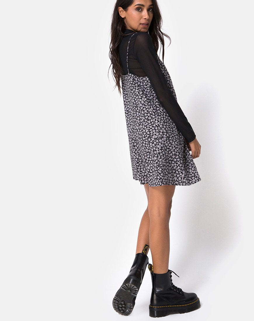 Image of Sanna Slip Dress in Ditsy Rose Schwarz
