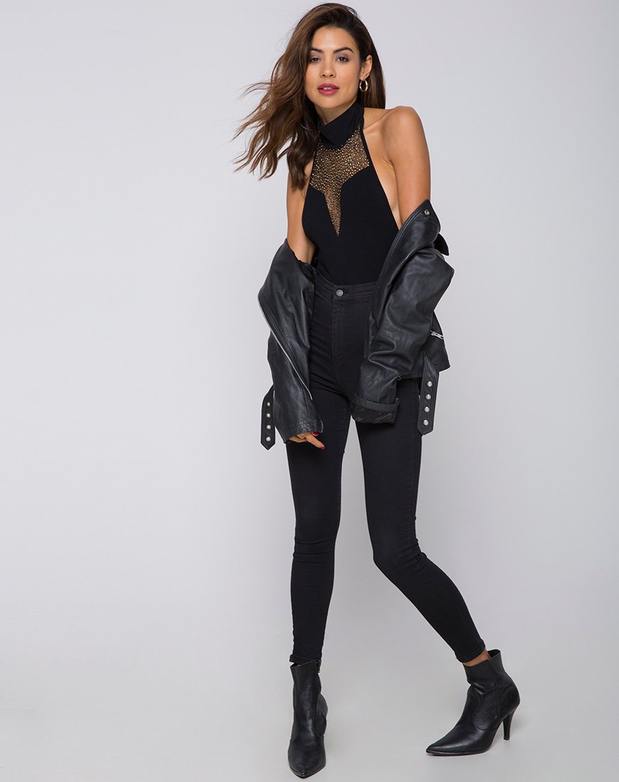 Image of Myla Mieder aus Glitzernetz Animal Black