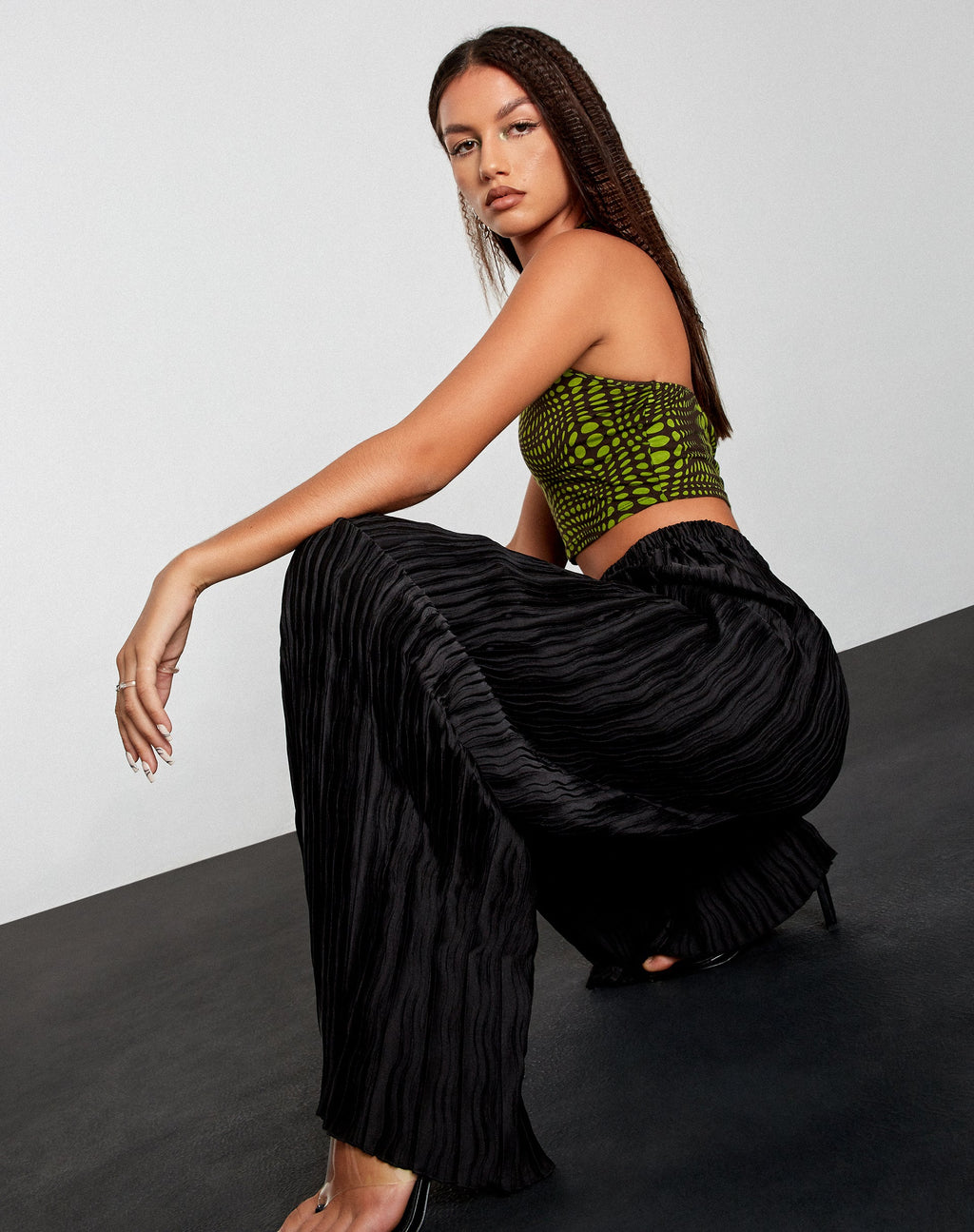 Bian Hose in Crinkle Schwarz