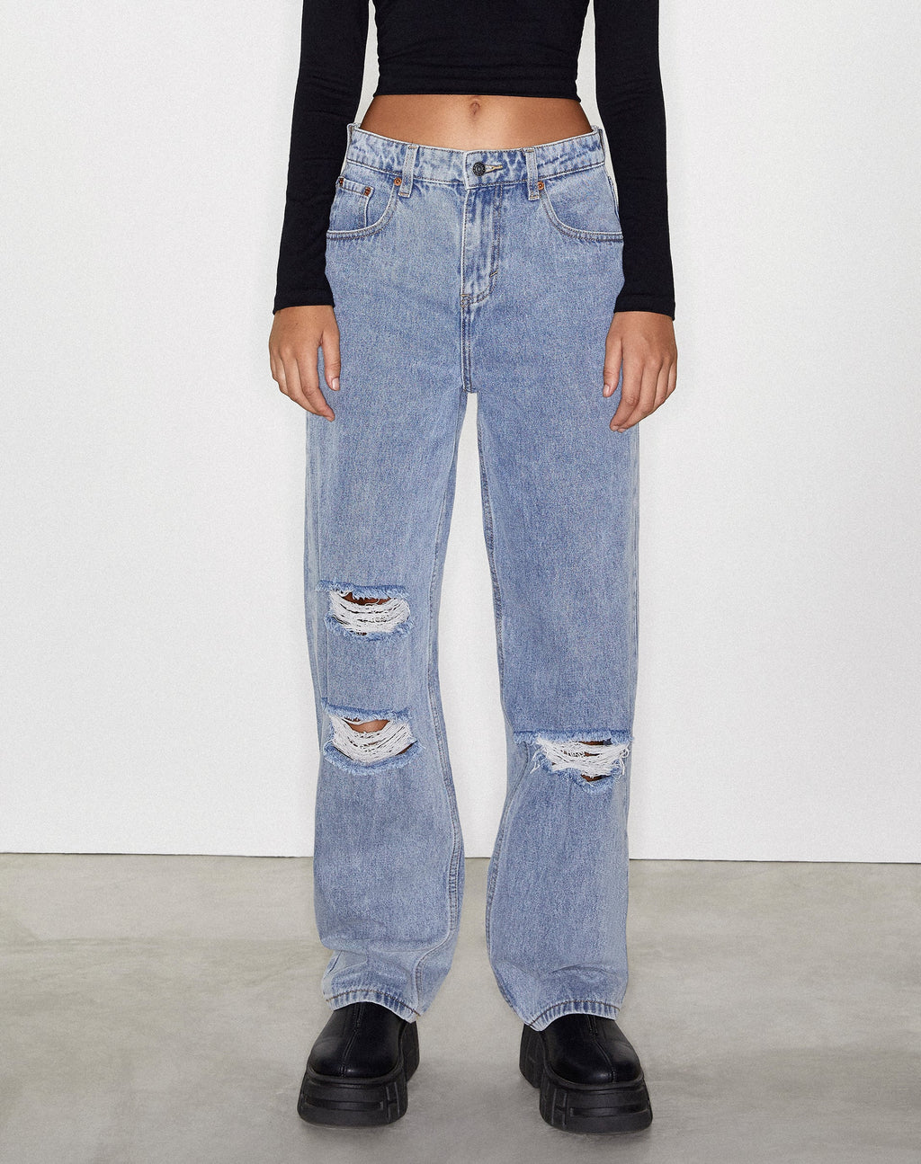 Rips Parallel Jean in heller Waschung