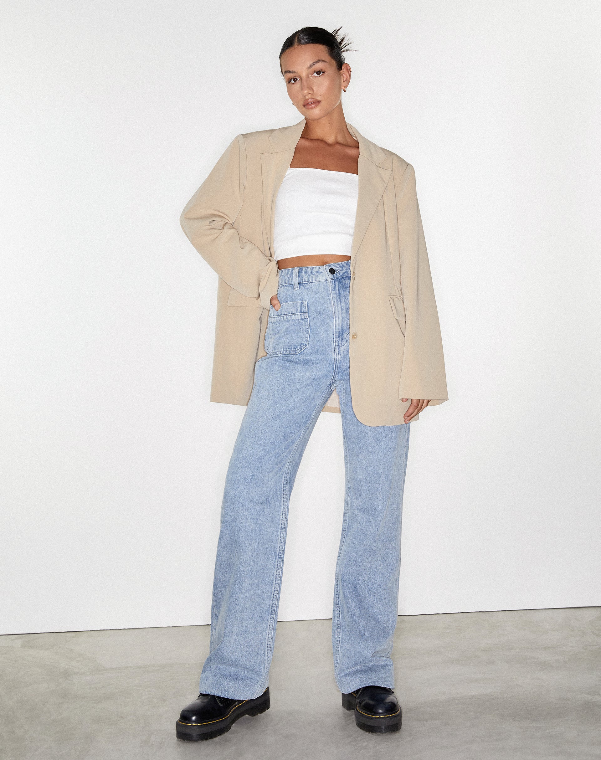 Image der Retro Pocket Flare Jeans in Super Light Wash