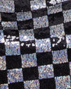 Schachbrettpailletten Schwarz und Silber