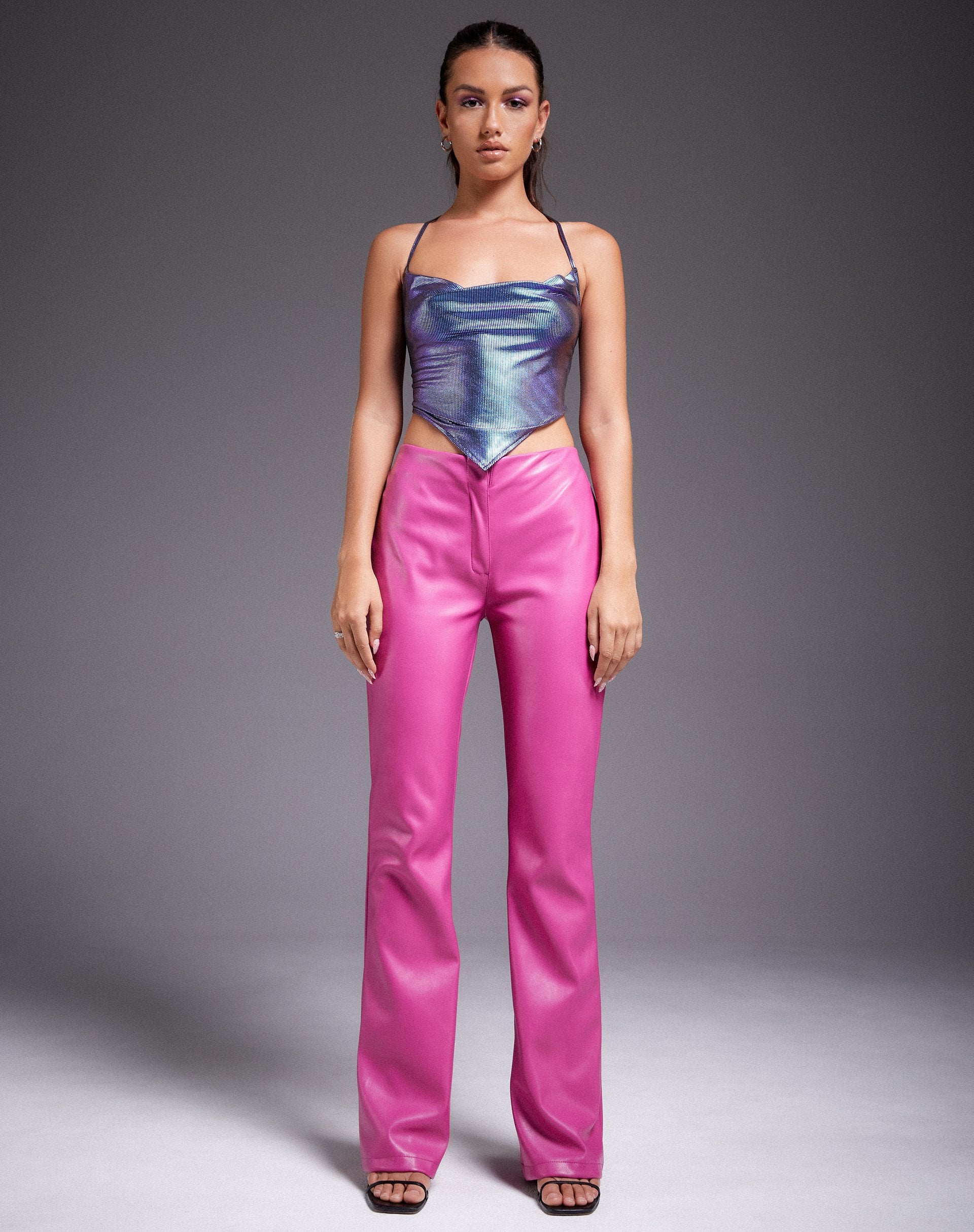 Ketia Crop Top in holografischem Lila
