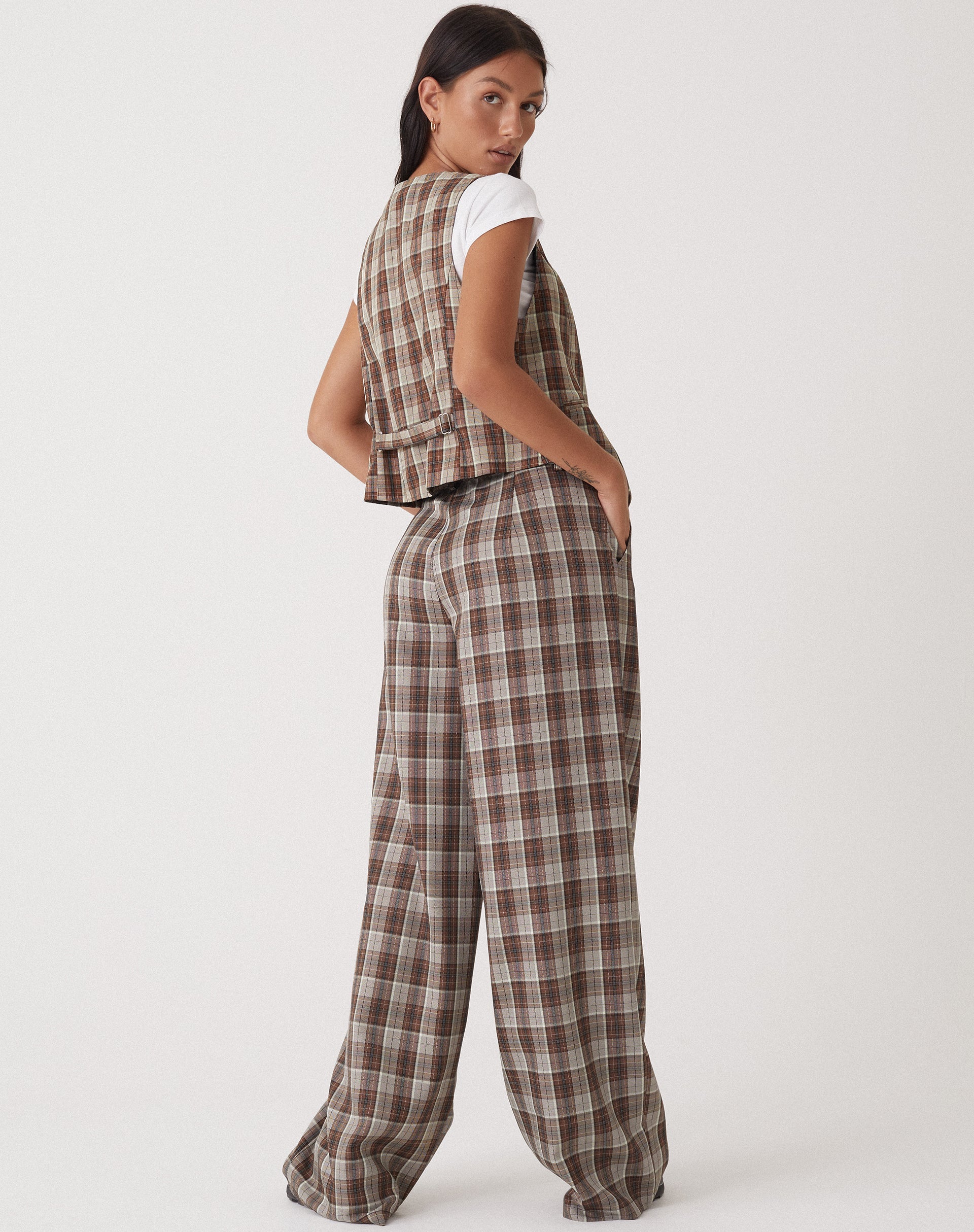 Bild von MOTEL X OLIVIA NEILL Hondra Hose in Check Tan Braun