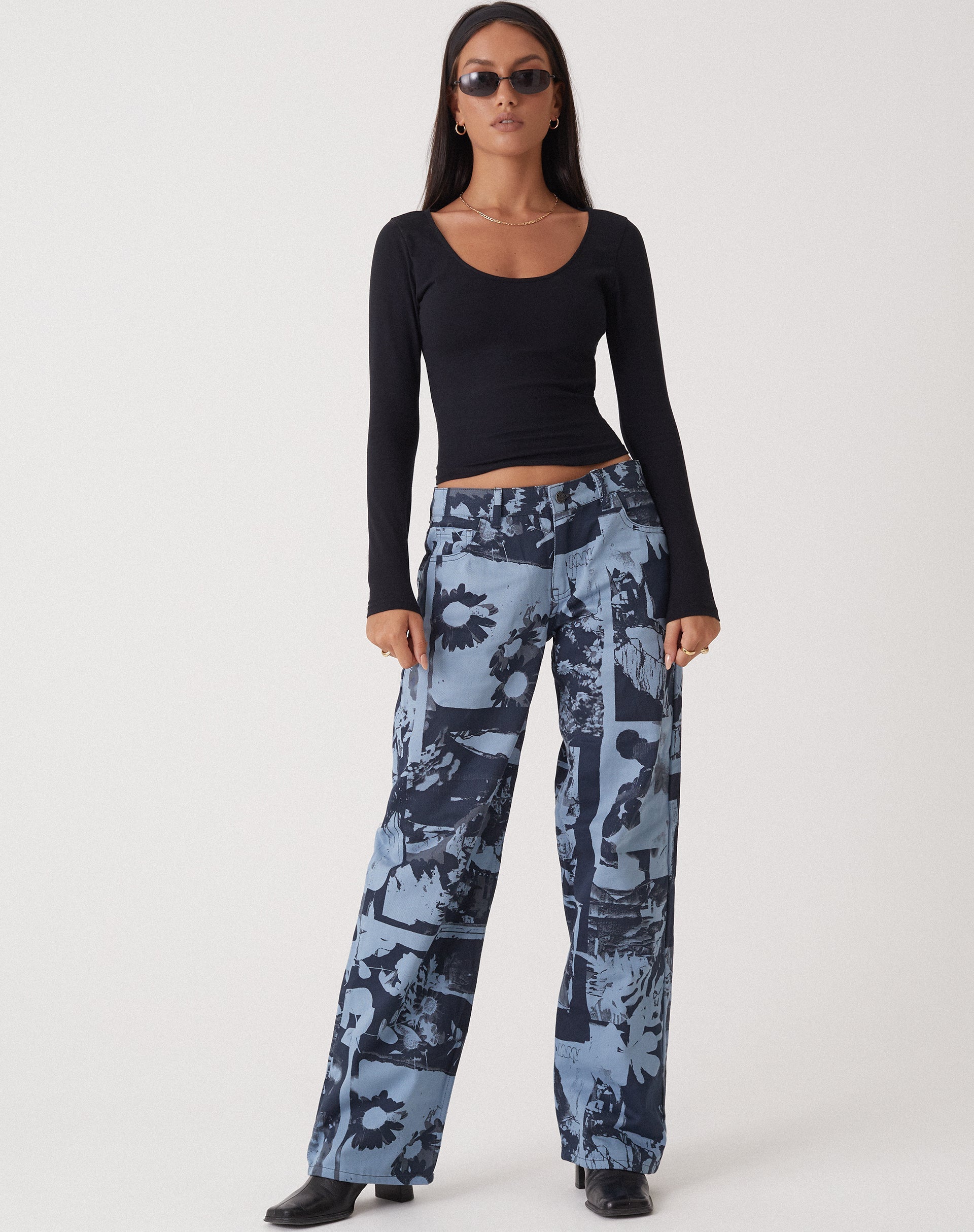 Bild von MOTEL X OLIVIA NEILL Low Rise Parallel Jean in Photo Collage Blau