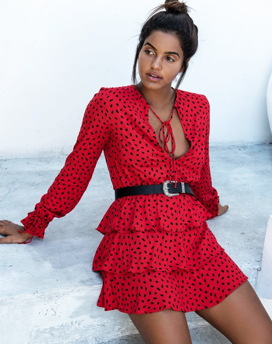 Kepsibelle Kleid in Mini Diana Dot Rot und Schwarz