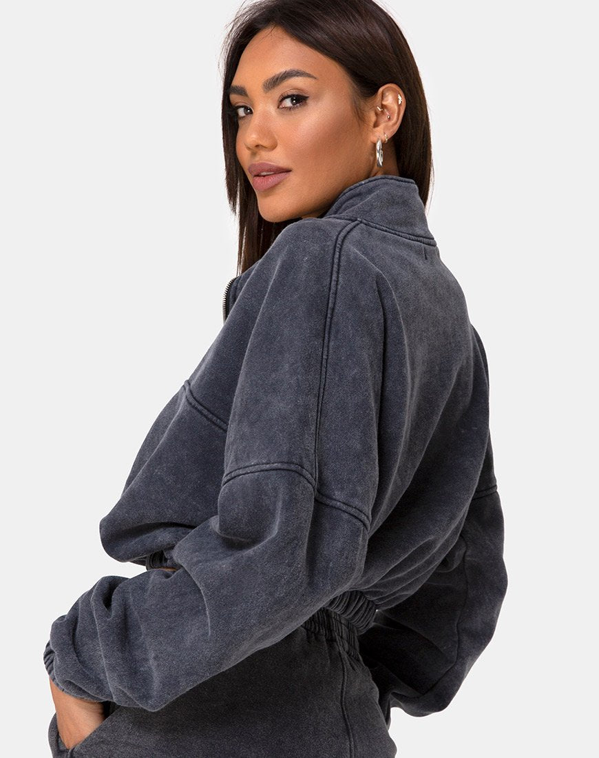 Nance Top in schwarzer Waschung