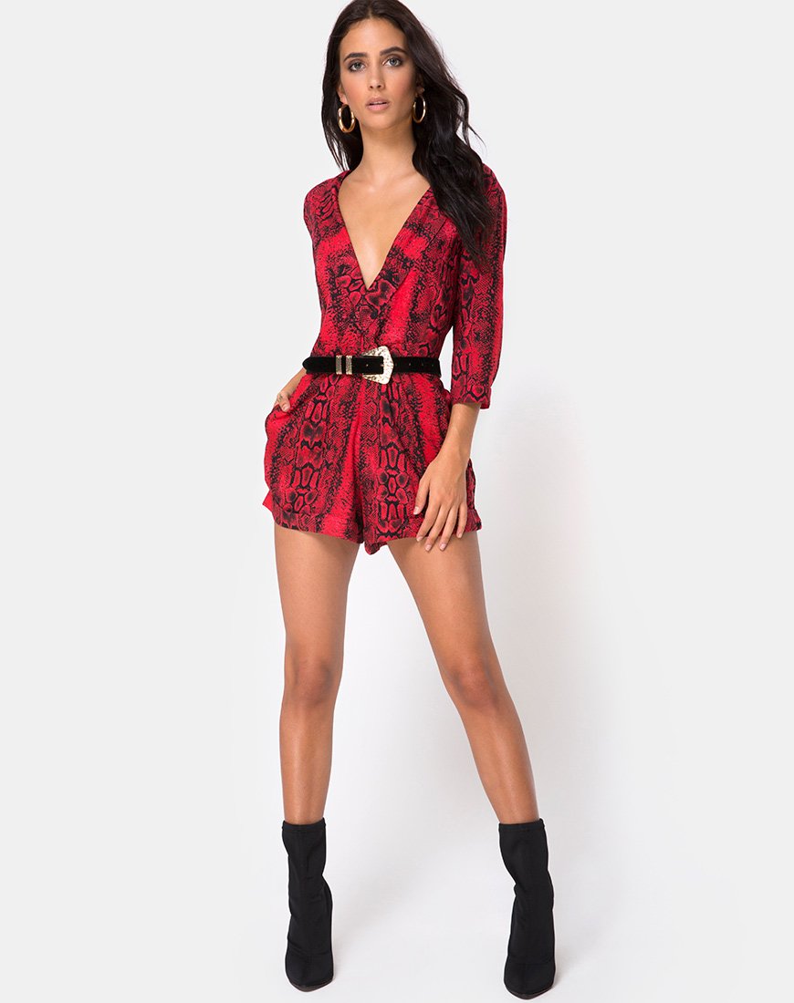 Bild von Nanic Plunge Playsuit in Schlangenrot