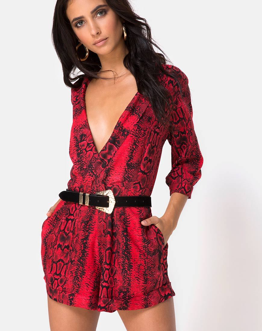 Bild von Nanic Plunge Playsuit in Schlangenrot