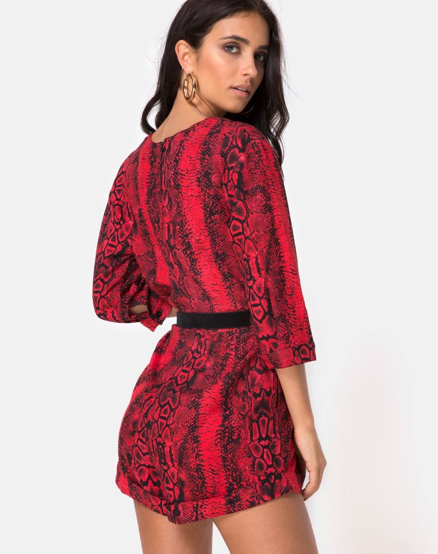 Bild von Nanic Plunge Playsuit in Schlangenrot