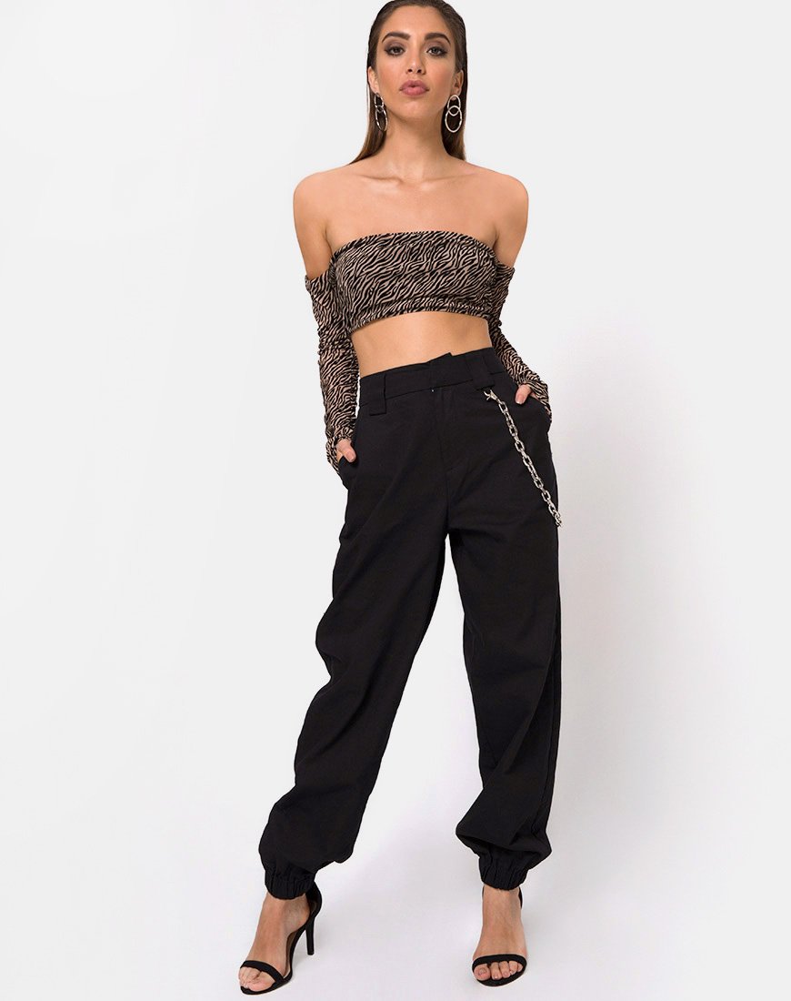 Image of Nareen Off Shoulder Top aus Tigernetz Tan