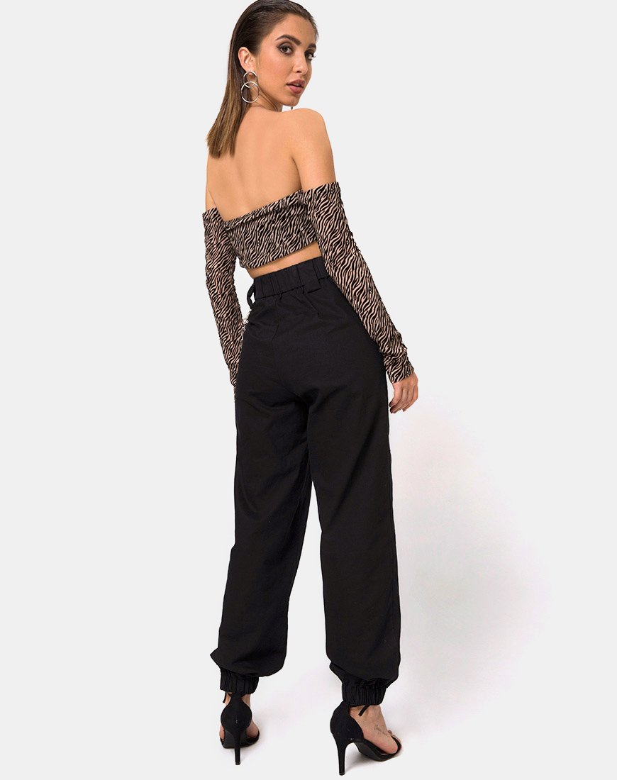Image of Nareen Off Shoulder Top aus Tigernetz Tan