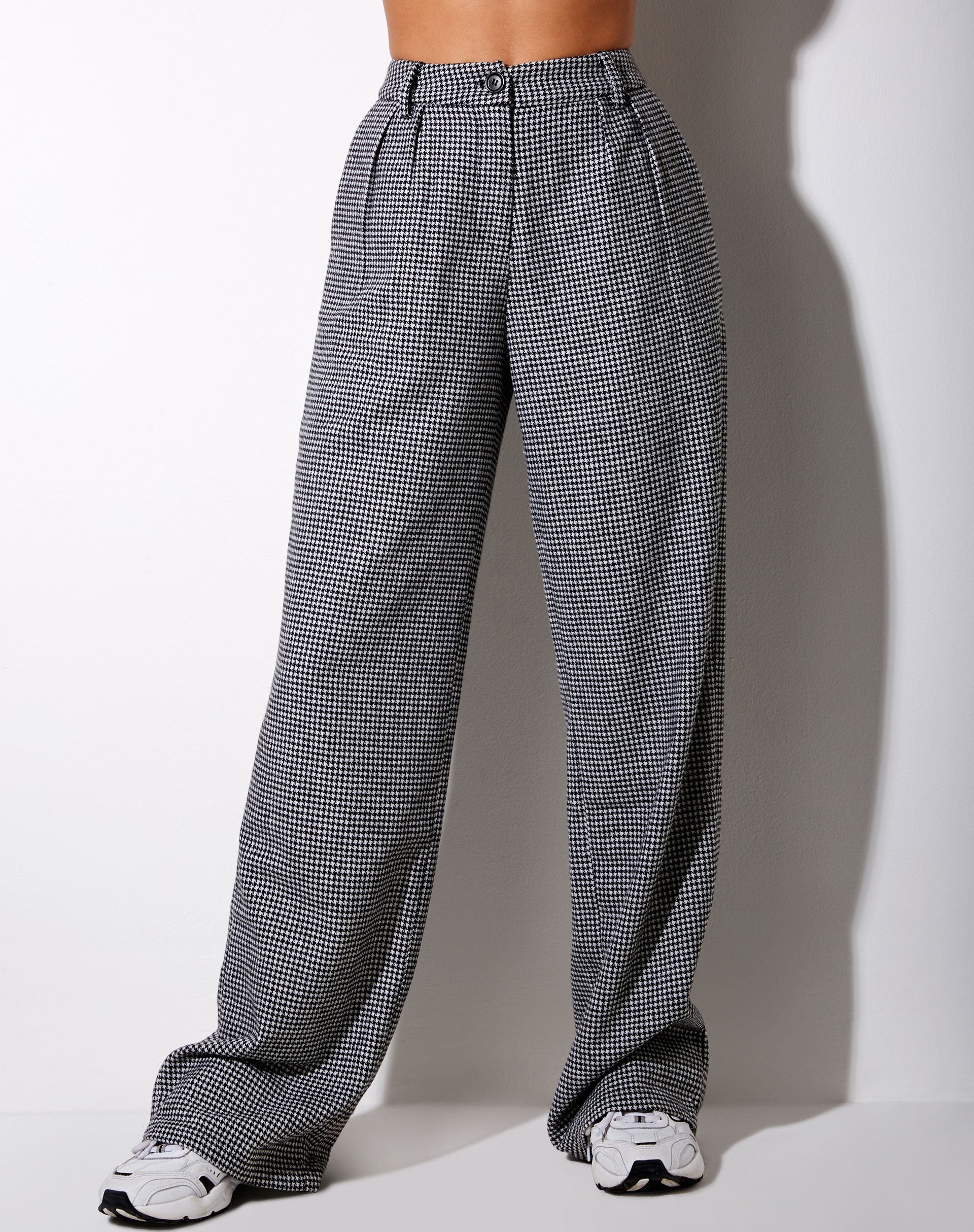 Image of Natania Hose in Dogtooth Schwarz und Weiß