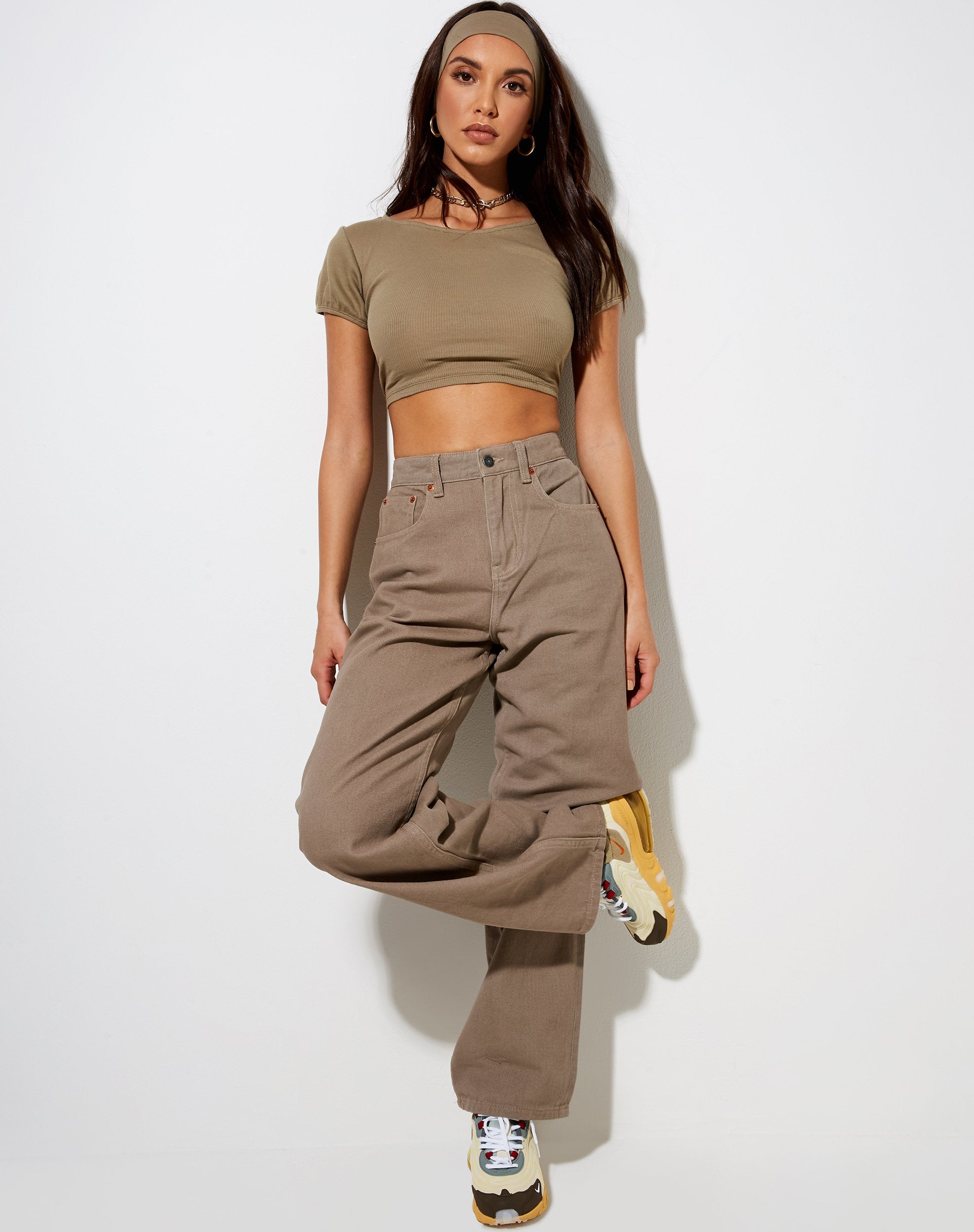 Bild von Natka Crop Top in Rippe Eukalyptus