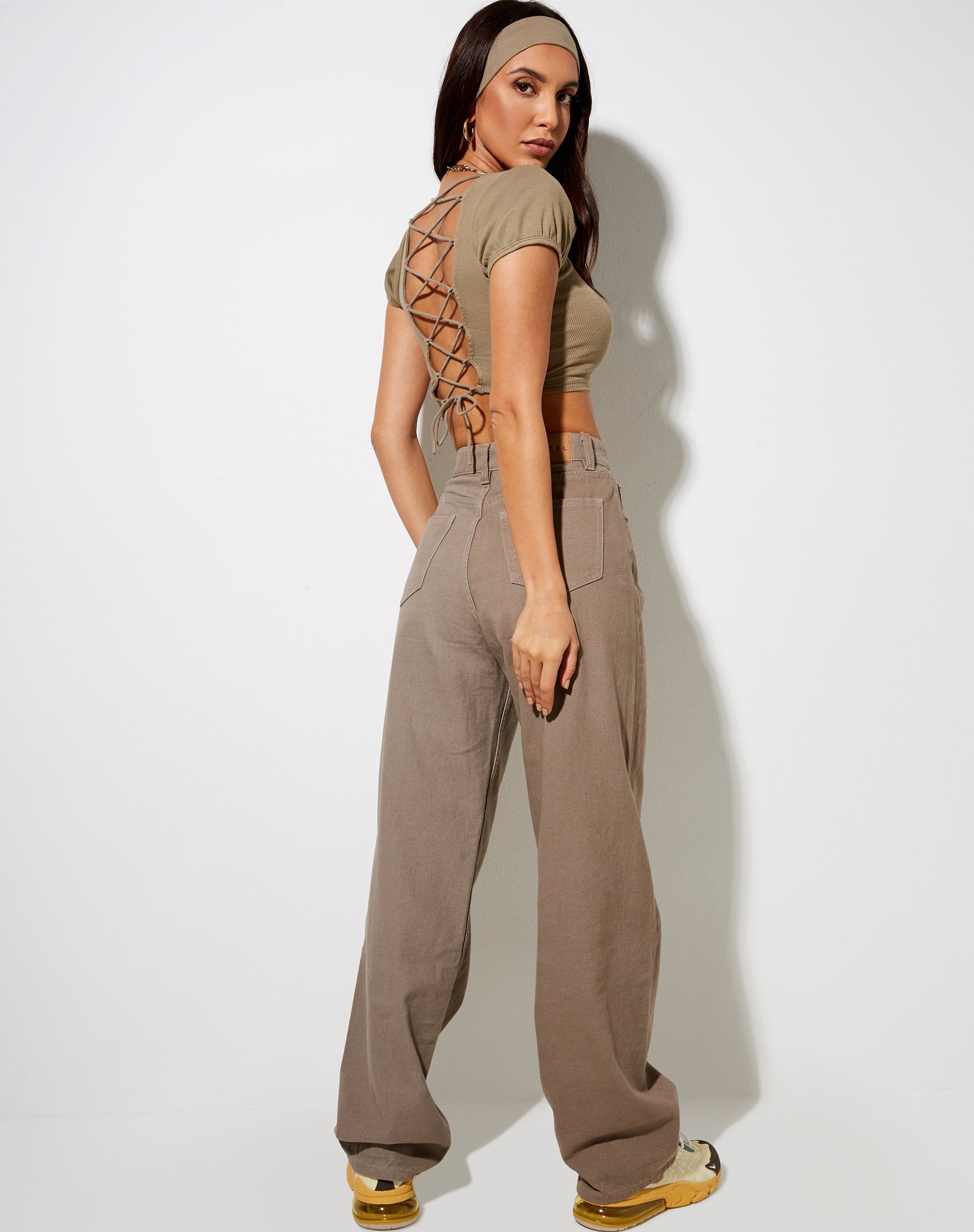 Bild von Natka Crop Top in Rippe Eukalyptus