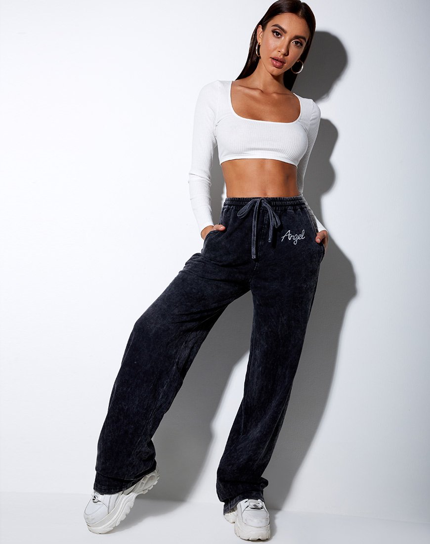 Nattan Jogger in schwarzer Waschung 'Angel' Embro