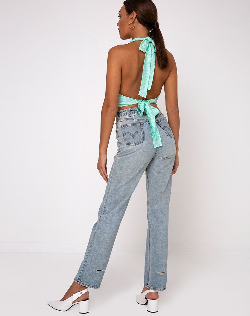 Bild von Naya Crop Top in Satin Zebra Aquamarin