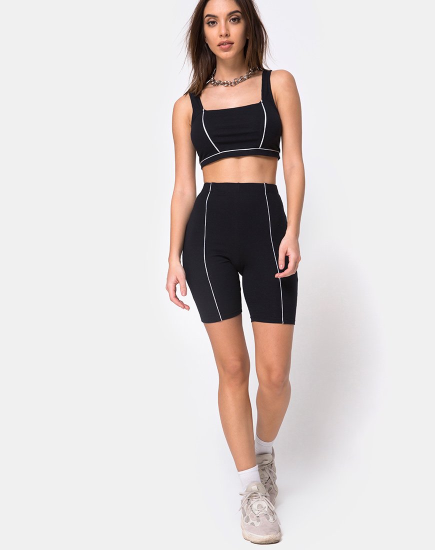 Image of Neho Cycle Short in Schwarz mit Paspelierung