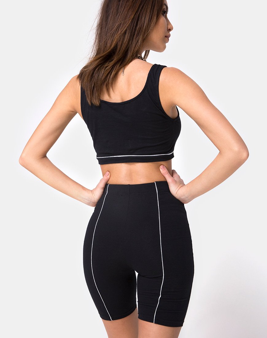 Neho Cycle Short in Schwarz mit Paspelierung