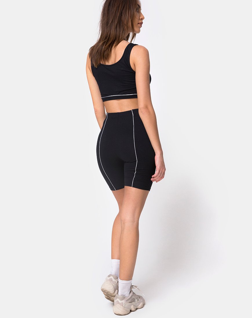 Image of Neho Cycle Short in Schwarz mit Paspelierung