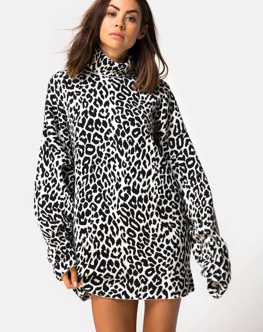 Neivie Pullover mit hohem Halsausschnitt aus Tierstrick