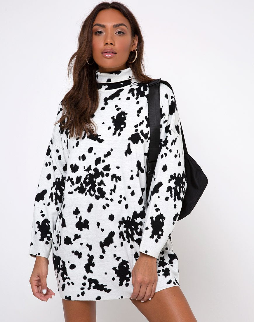 Image of Neve Pullover Kleid in Dalmatiner