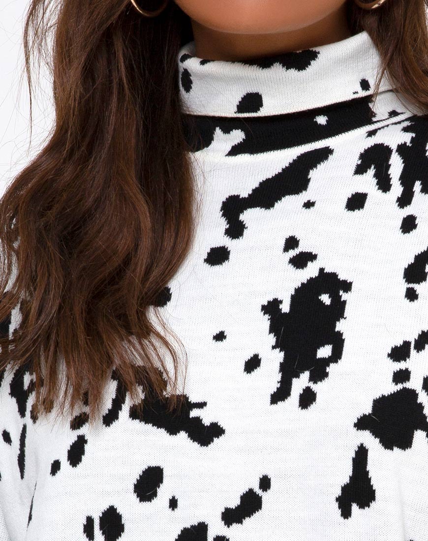 Image of Neve Pullover Kleid in Dalmatiner