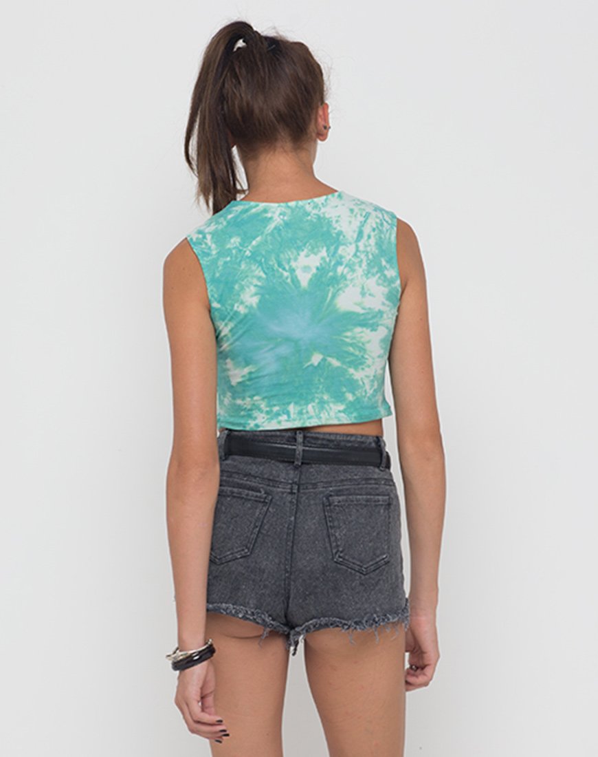 Motel Nel Crop Top Bikinioberteil in Jumputan Tie Dye Pepermint