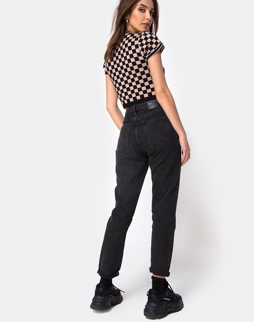 Image of Nelle Crop Top im Schachbrettmuster Tan