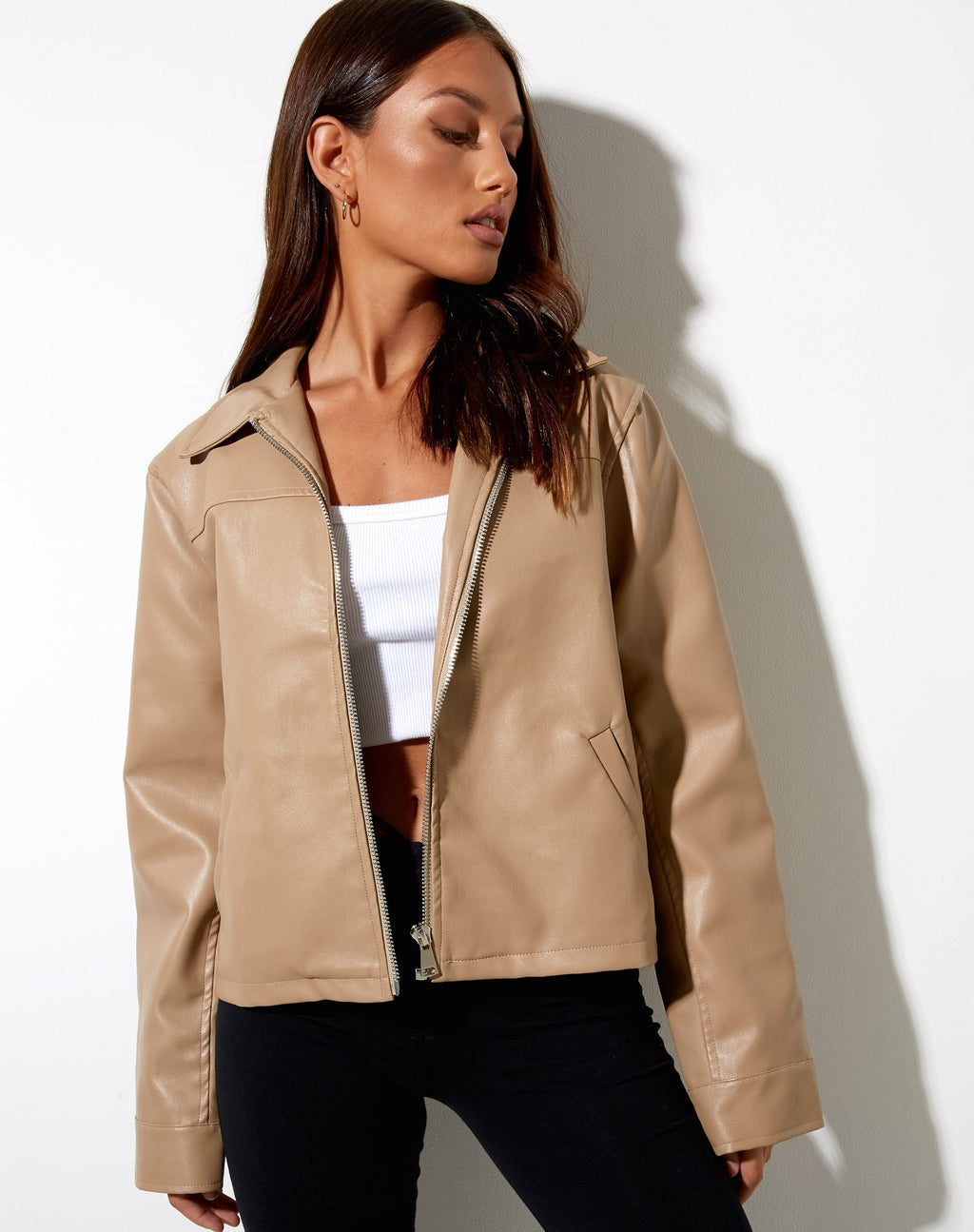 Nerissa Jacke in PU Hellbraun