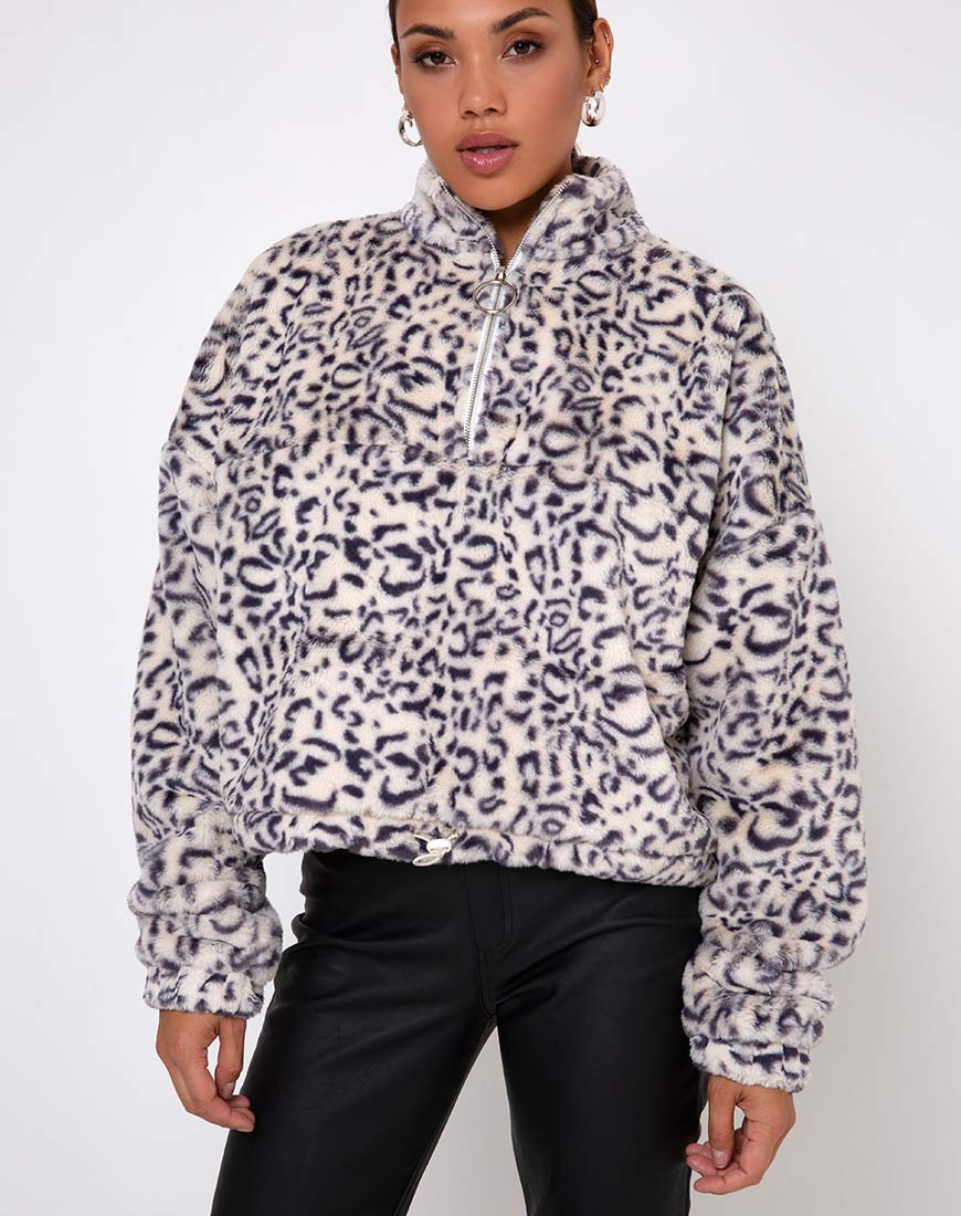 Image of Nero Ring Pull Jacke in Weiß Leopard