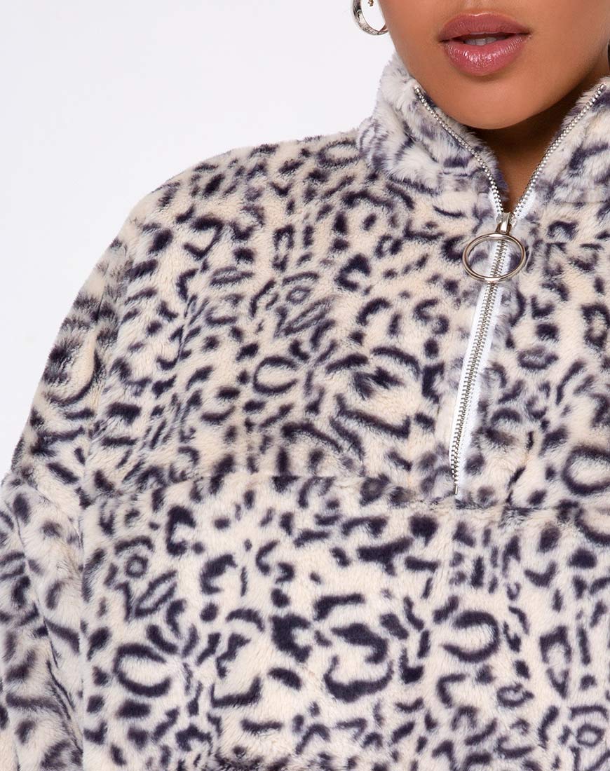 Image of Nero Ring Pull Jacke in Weiß Leopard